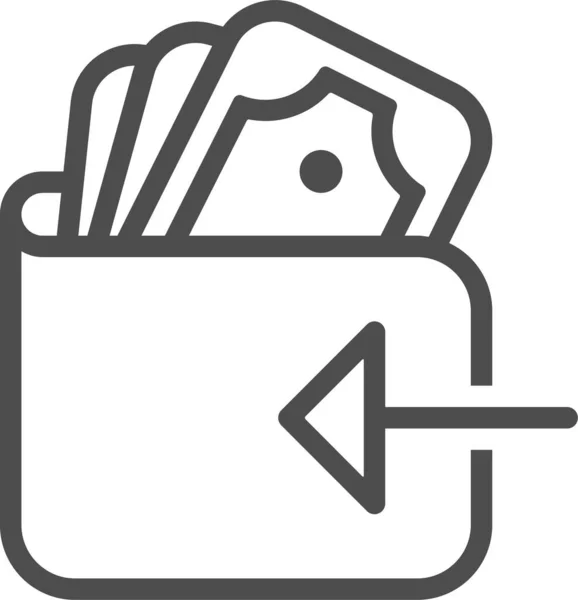 Arrow Bills Digital Wallet Icon Outline Style — Stockvektor