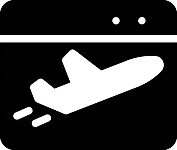 Flight Internet Travel Icon Solid Style — Stockvektor