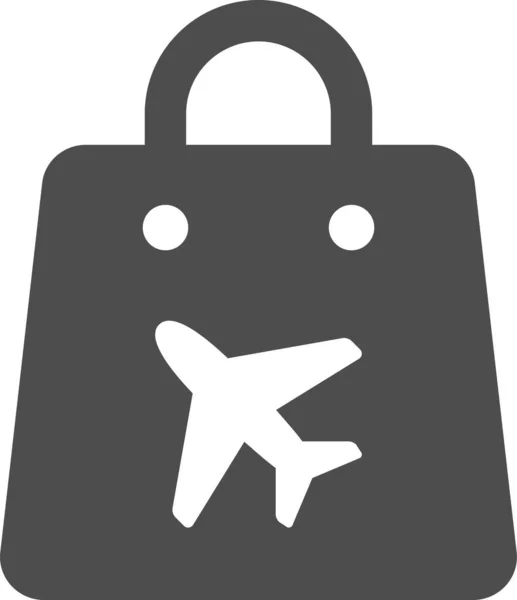 Bag Duty Free Plane Icon Solid Style — Vetor de Stock