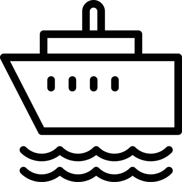 Boot Cruise Schip Pictogram Omtrek Stijl — Stockvector