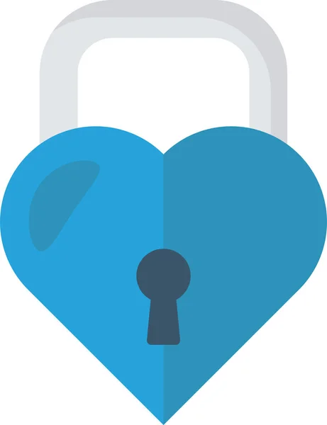 Heart Lock Protect Icon Flat Style — Stock Vector
