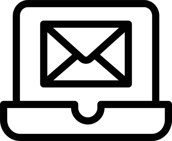 Inbox Laptop Letter Pictogram Omtrek Stijl — Stockvector