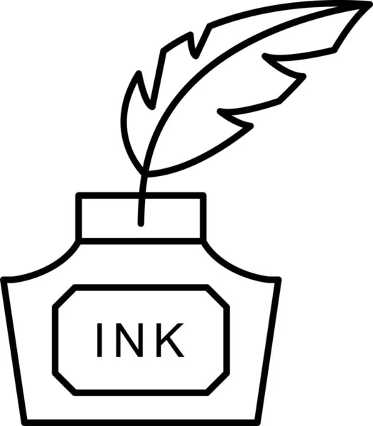Feather Inkpot Pen Icon Outline Style — стоковый вектор