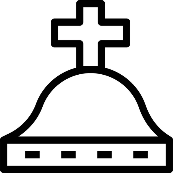 Значок Могили Кладовищі Контурному Стилі — стоковий вектор