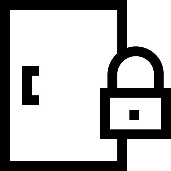 Door Lock Protection Icon Outline Style — Vetor de Stock
