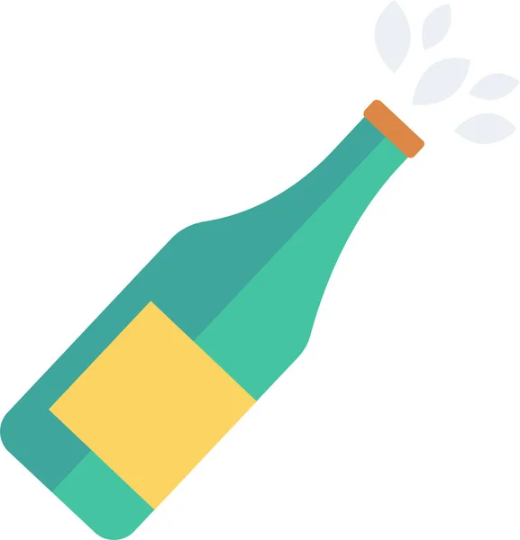 Bouteille Bière Icône Champagne Dans Style Plat — Image vectorielle