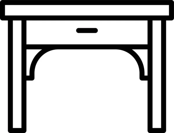 Desk Table Furniture Icon Outline Style — Stock Vector