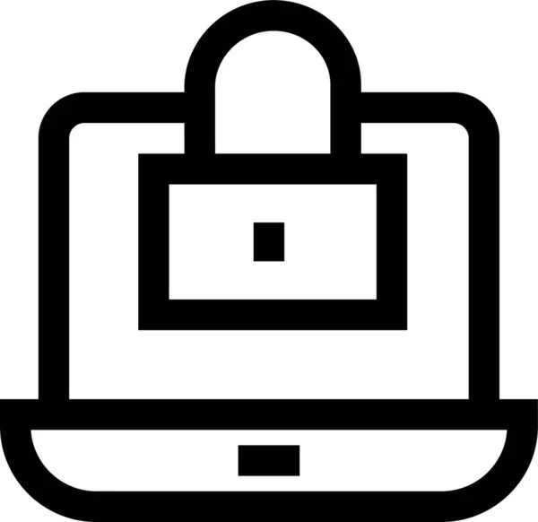 Laptop Lock Notebook Icon Outline Style — Vetor de Stock