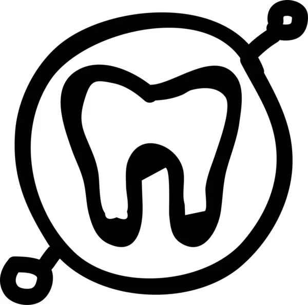 Icono Dental Advertencia Antivirus Estilo Esquema — Vector de stock