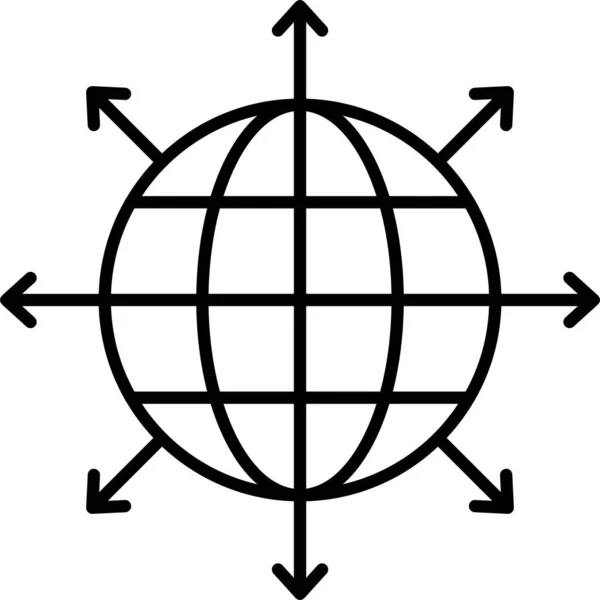 Icona Della Rete Globale Connessione Stile Contorno — Vettoriale Stock