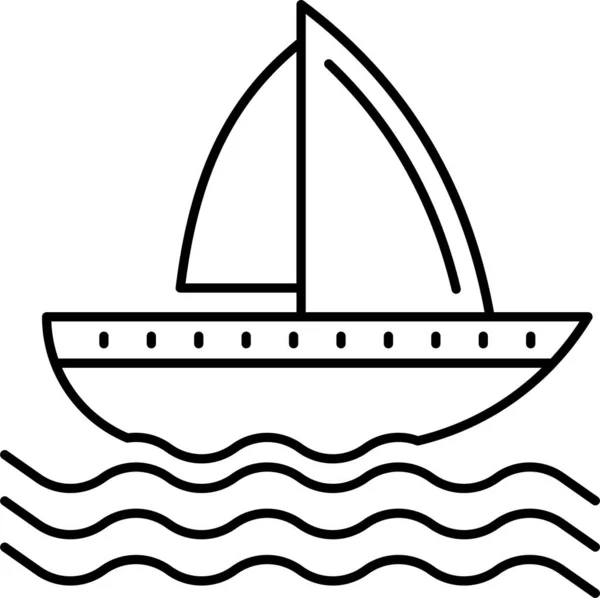 Bateau Bateau Croisière Icône Dans Style Contour — Image vectorielle