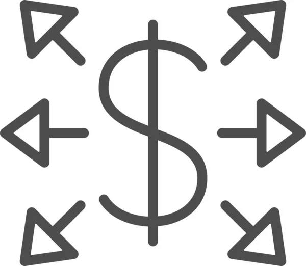 Flèches Dollar Icône Économie Dans Style Contour — Image vectorielle