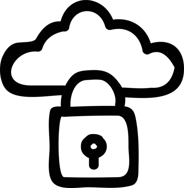 Cloud Cloudsecurity Computing Icon Handdrawn Style — Stock Vector