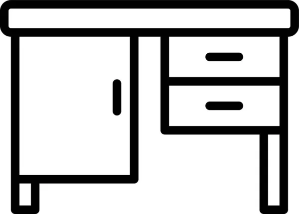 アウトラインスタイルのデスクテーブルオフィスアイコン — ストックベクタ