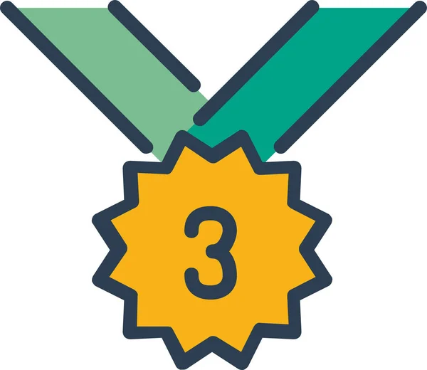 Bronze Medal Number Three Icon Filled Outline Style —  Vetores de Stock