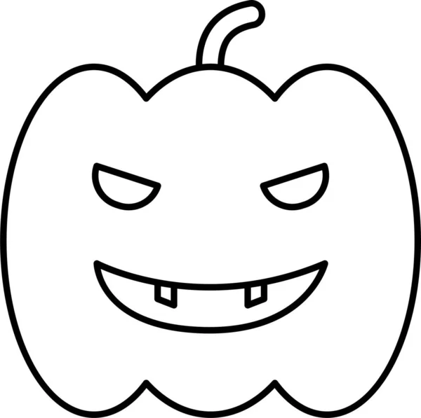 Espeluznante Icono Calabaza Halloween Estilo Esquema — Vector de stock