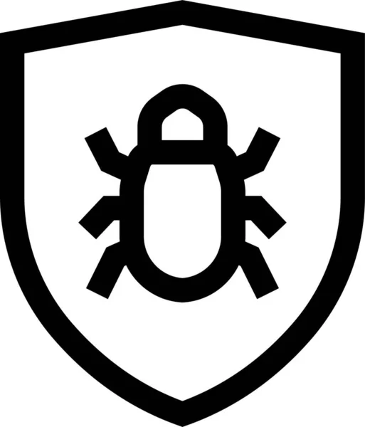 Malware Protection Shield Icon Outline Style — Vettoriale Stock