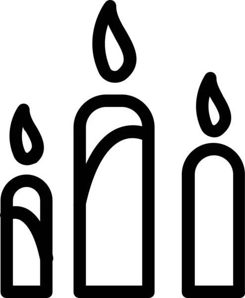 Горячая Икона Огня Свечи Стиле Контура — стоковый вектор