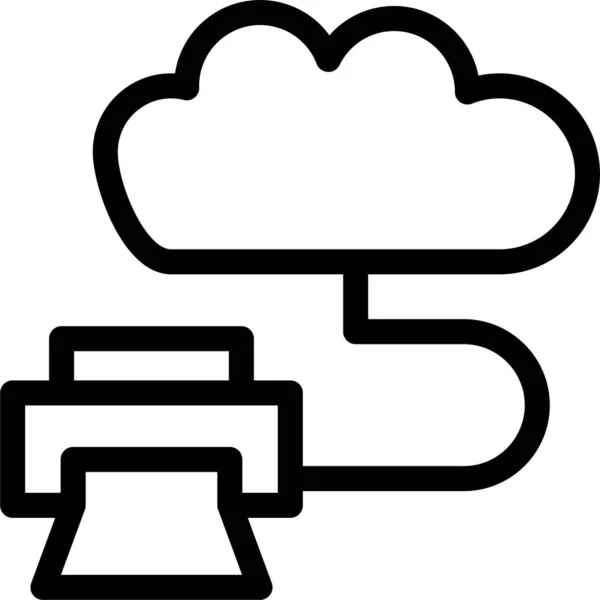 Εικονίδιο Εκτυπωτή Συσκευής Cloud Στυλ Περιγράμματος — Διανυσματικό Αρχείο