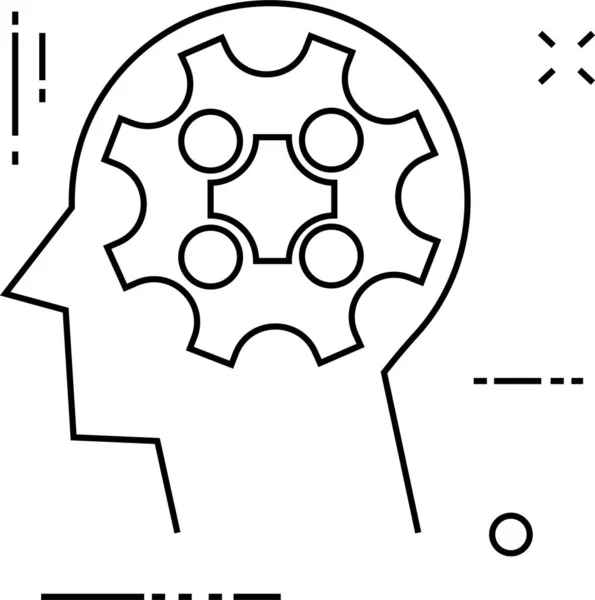 Cerveau Tête Esprit Icône Dans Style Contour — Image vectorielle