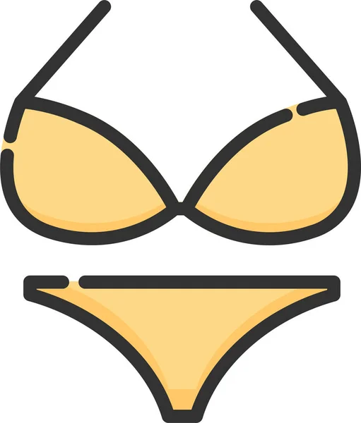 Strand Bikini Mode Icoon Gevulde Outline Stijl — Stockvector