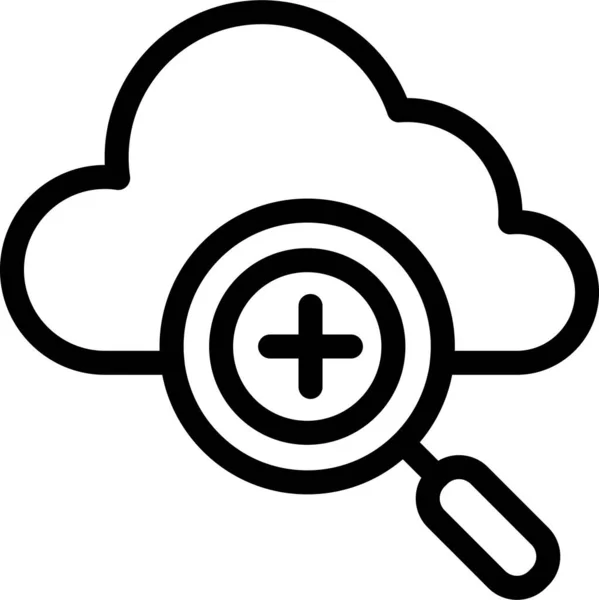 Ikona Wyszukiwania Lupy Chmurze Zarysie — Wektor stockowy