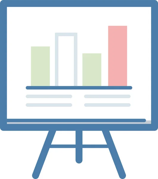 Analytics Schoolbord Presentatie Pictogram Platte Stijl — Stockvector