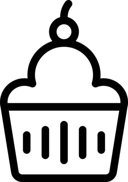 Pastel Muffin Pastelería Icono Estilo Esquema — Vector de stock