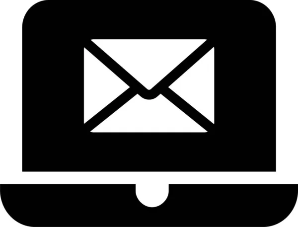 Inbox Laptop Letter Icon Solid Style — Vettoriale Stock
