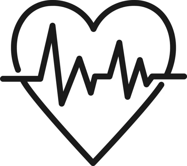 Sağlık Hizmeti Kalp Atış Hızı Hastane Ikonu Ana Hatlarıyla — Stok Vektör