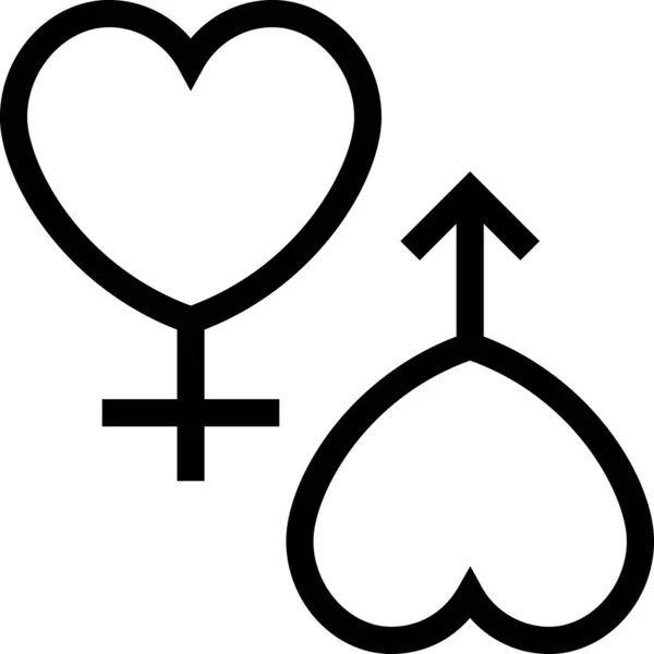 Couple Icône Amour Féminin Dans Style Contour — Image vectorielle