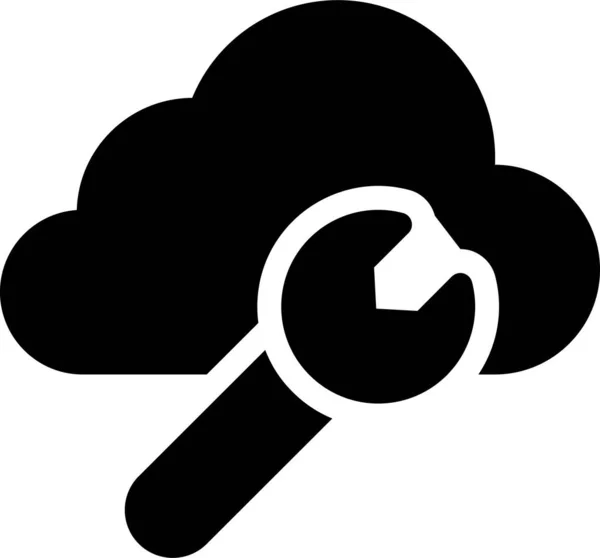 Cloud Database Reparatie Icoon Solide Stijl — Stockvector