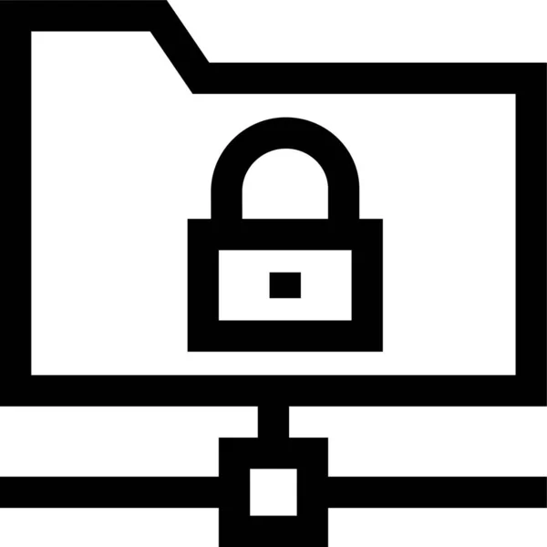 Folder Zablokowanie Prywatnej Ikony Stylu Zarys — Wektor stockowy