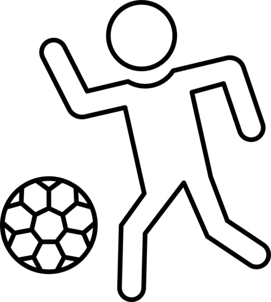 Εικονίδιο Παίκτη Παιχνίδι Ποδοσφαίρου Στυλ Περίγραμμα — Διανυσματικό Αρχείο