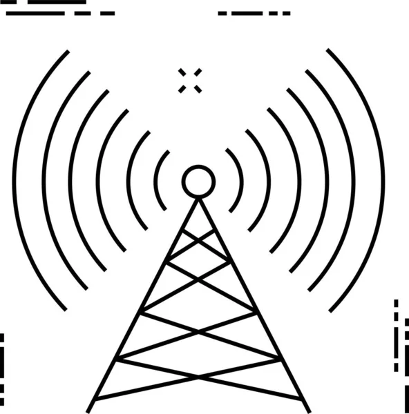 Icono Señal Transmisión Antena Estilo Esquema — Vector de stock