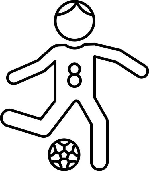 Football Kick Player Icône Dans Style Contour — Image vectorielle