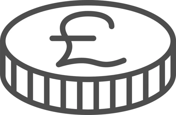 British Pound Coin Currency Icon Outline Style — Vetor de Stock