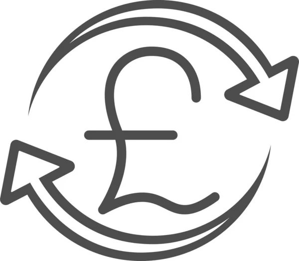 Flechas Libra Británica Icono Moneda Estilo Esquema — Vector de stock