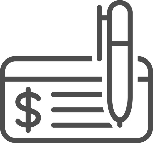 Check Cheque Finance Icon Outline Style — Stock Vector