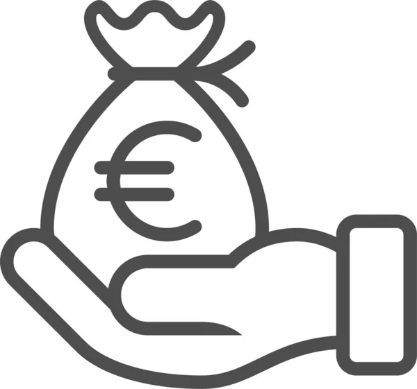 Menyuap Ikon Euro Dalam Gaya Outline - Stok Vektor