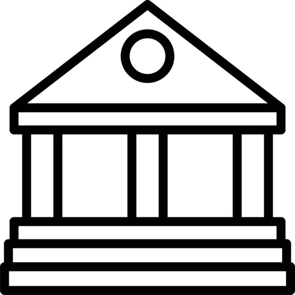 Ikona Soudu Pro Stavbu Bank Stylu Osnovy — Stockový vektor