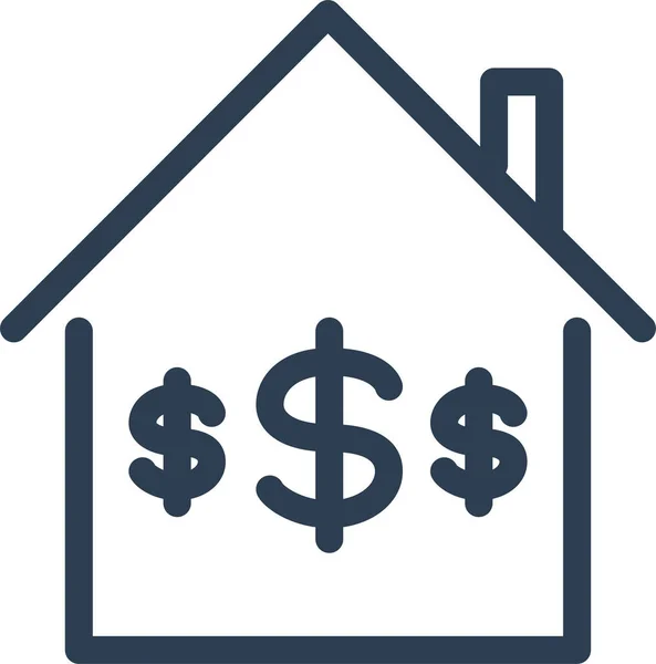Dollar Home Loan Investment Icon — Vetor de Stock
