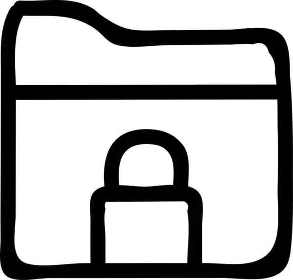 Close Document Filelock Icon Handdrawn Style — Vettoriale Stock