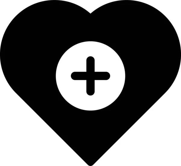Add Health Heart Icon Solid Style — стоковый вектор
