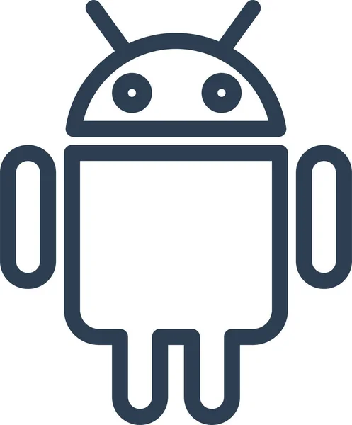 Android Droid Mobile Ikone Outline Stil — Stockvektor