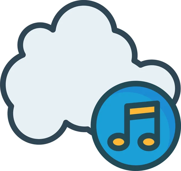 Icône Musique Base Données Cloud Dans Style Contour Rempli — Image vectorielle