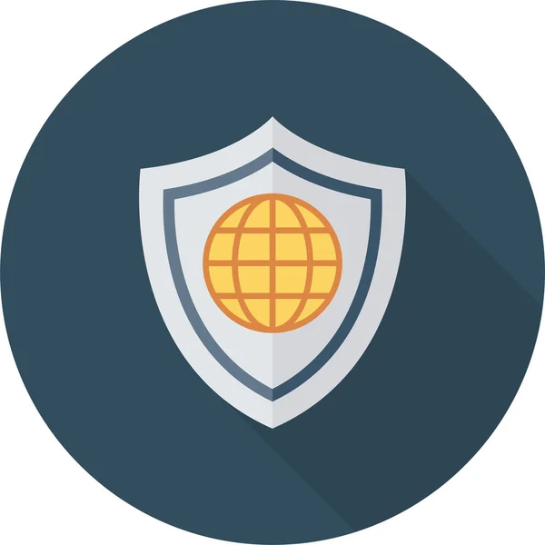Global Globe Security Icon Long Shadow Style — Stock Vector