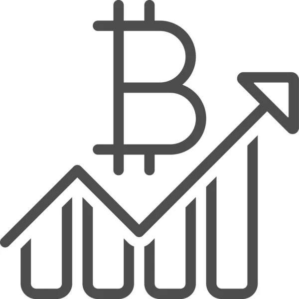 Bitcoin Chart Graph Icon Outline Style — Stock Vector