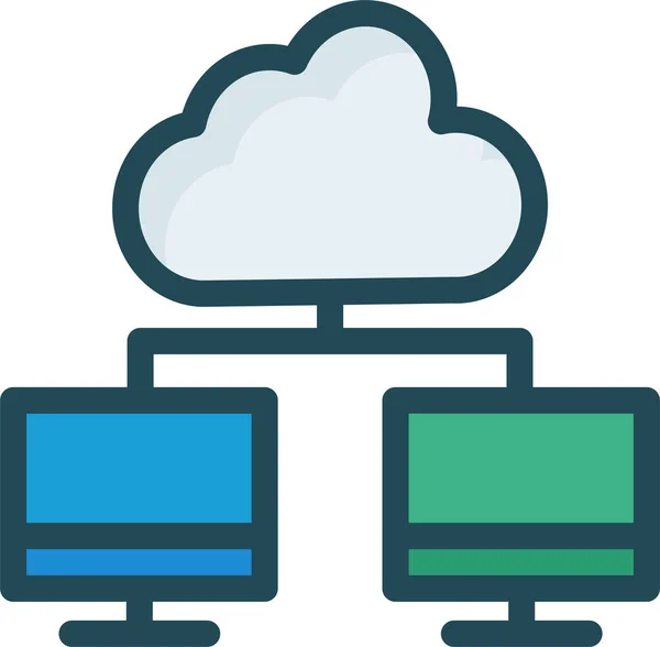 Icono Conexión Cloud Computing Estilo Contorno Rellenado — Vector de stock