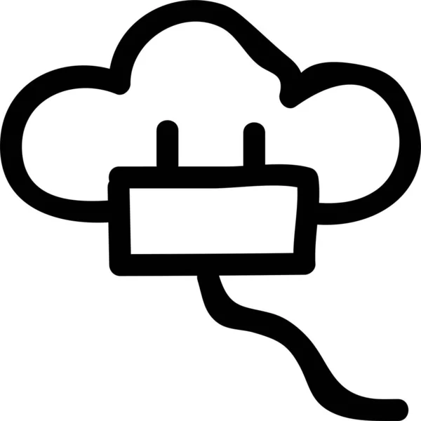 Cloud Computing Hosting Icon Handdrawn Style — 图库矢量图片